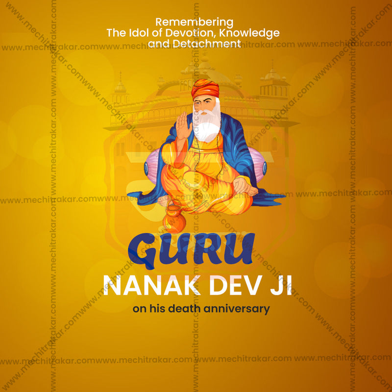 Load image into Gallery viewer, Attractive Guru Nanak Punyatithi Festival Banner in Marathi, Hindi, and English - PSD and JPG by Me Chitrakar
