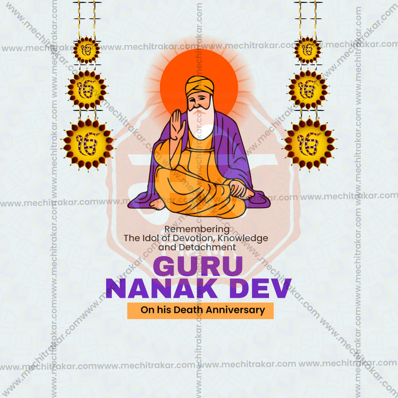 Load image into Gallery viewer, High-Quality Guru Nanak Punyatithi Festival Flyer in Marathi, Hindi, and English - Editable PSD and JPG by Me Chitrakar
