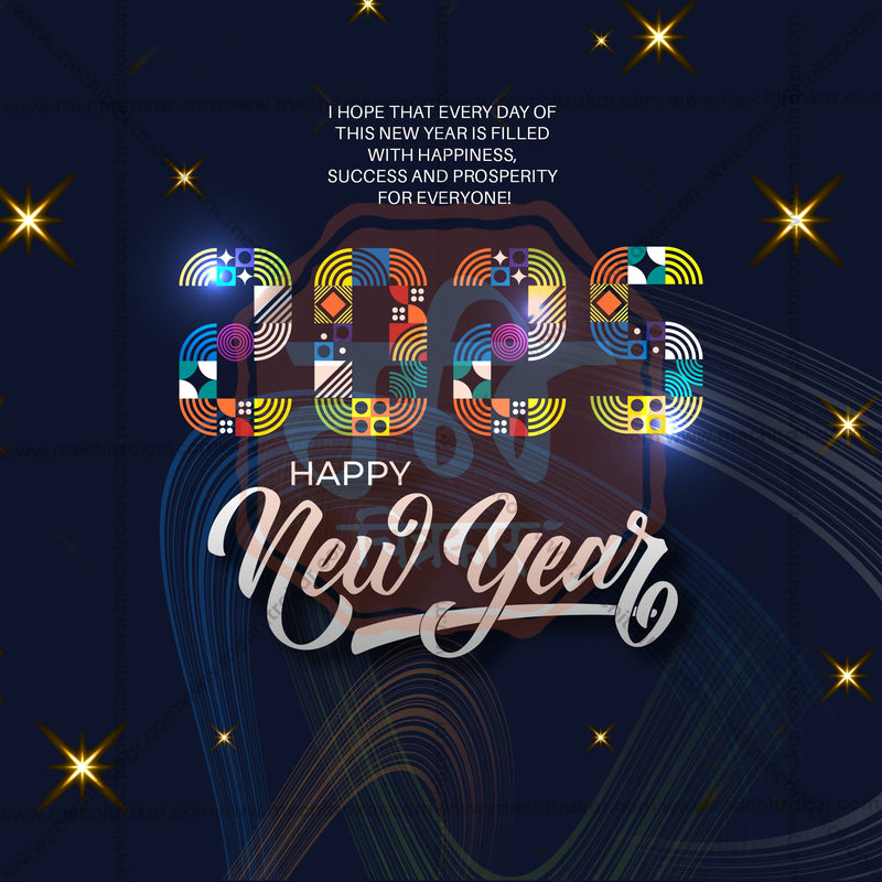 Load image into Gallery viewer, Professional Happy New Year 2025 Template Design for Social Media in Marathi, Hindi, and English - PSD and JPG by Me Chitrakar
