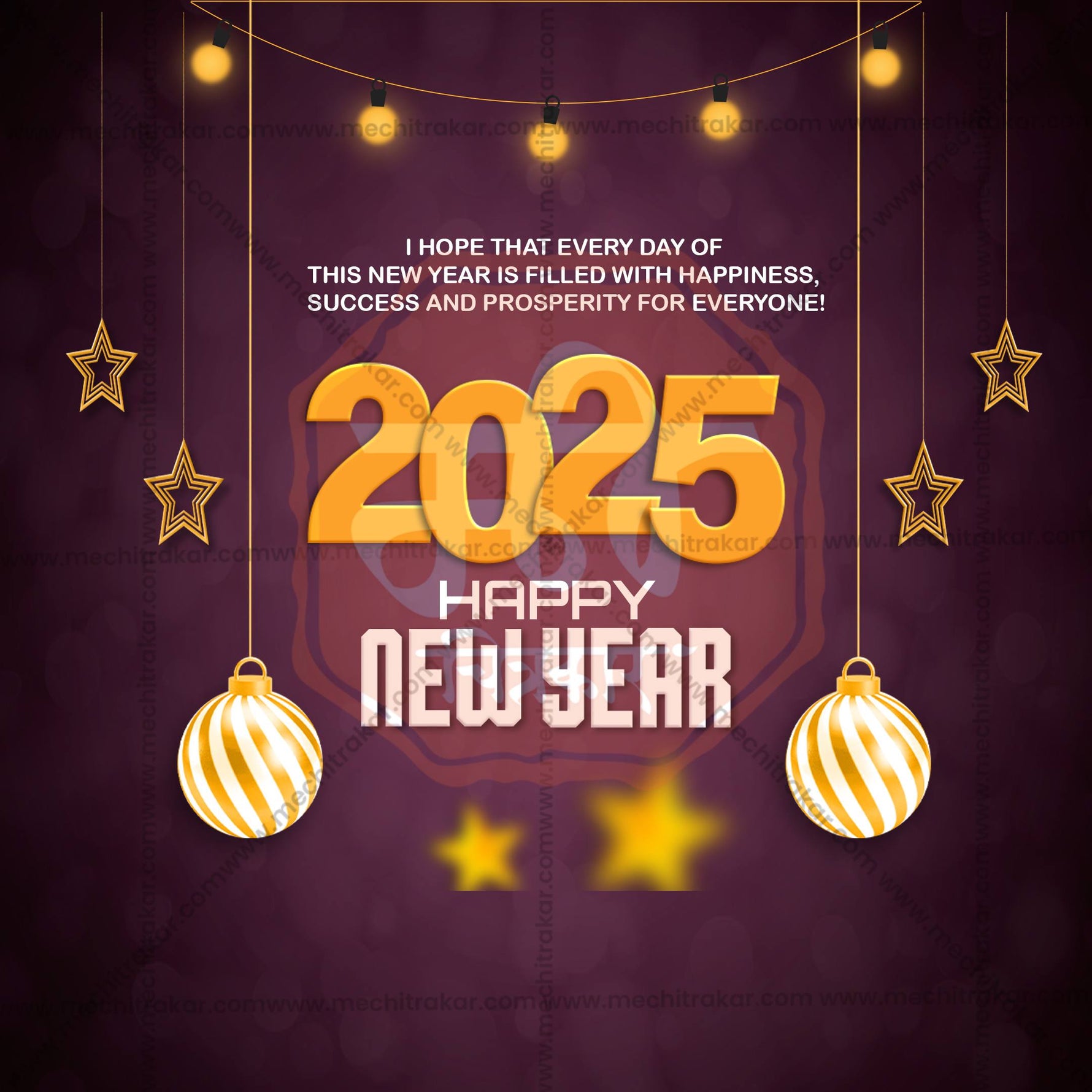 HighQuality Happy New Year 2025 Template Design in Marathi, Hindi, and