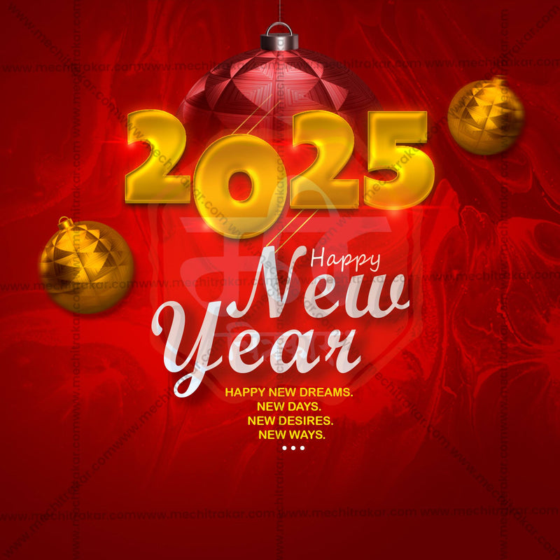 Load image into Gallery viewer, Creative Happy New Year 2025 editable Poster in Marathi, Hindi, and English - Editable PSD and JPG by Me Chitrakar
