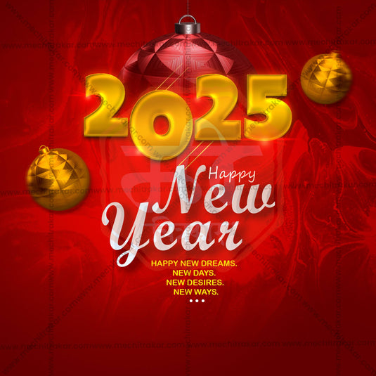 Creative Happy New Year 2025 editable Poster in Marathi, Hindi, and English - Editable PSD and JPG by Me Chitrakar