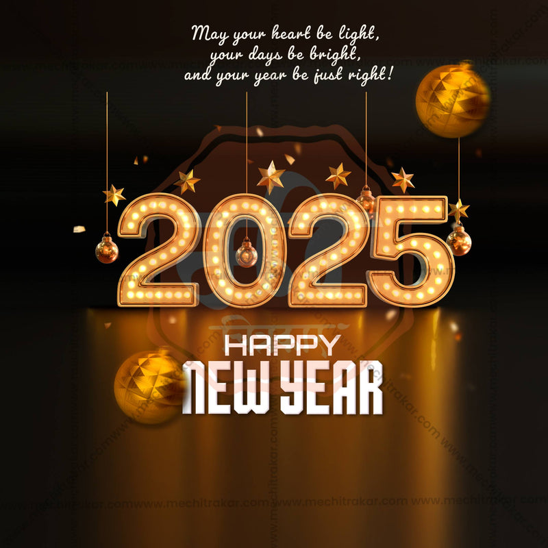 Load image into Gallery viewer, High-Quality Happy New Year 2025 editable Social Media Post in Marathi, Hindi, and English - PSD and JPG by Me Chitrakar
