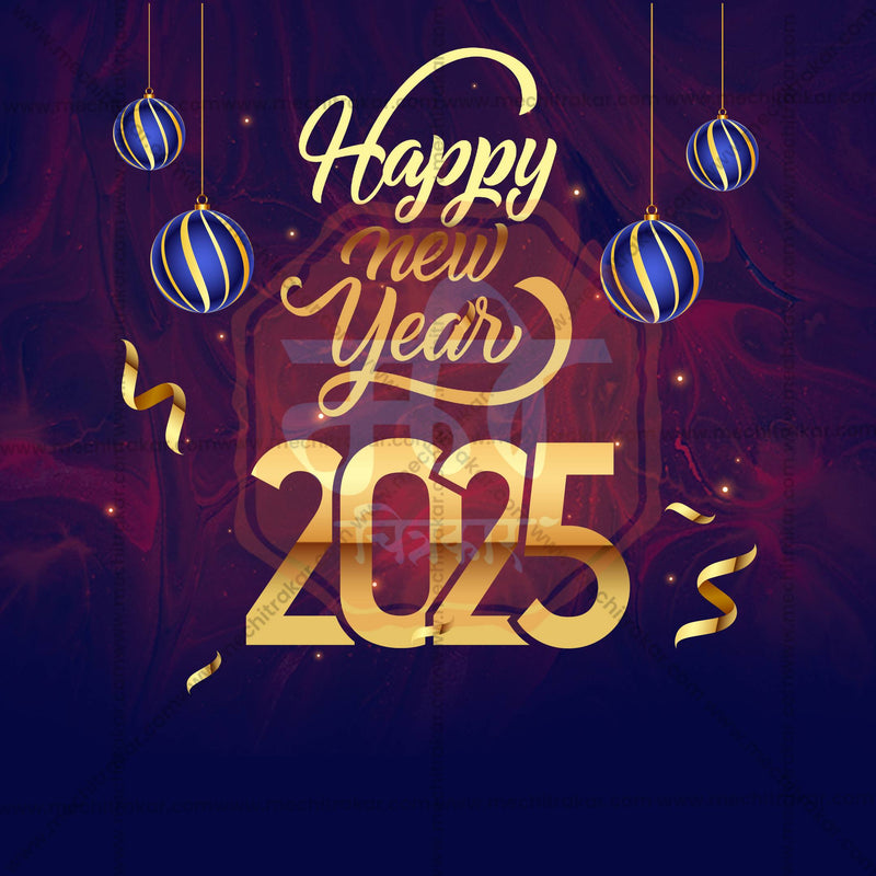 Load image into Gallery viewer, Stunning Happy New Year 2025 editable Banner in Marathi, Hindi, and English - Editable PSD and JPG by Me Chitrakar
