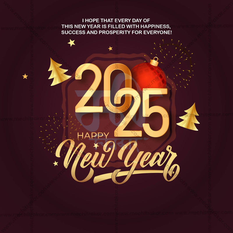 Load image into Gallery viewer, Beautiful Happy New Year 2025 Event Poster in Marathi, Hindi, and English - High-Quality Editable PSD and JPG by Me Chitrakar
