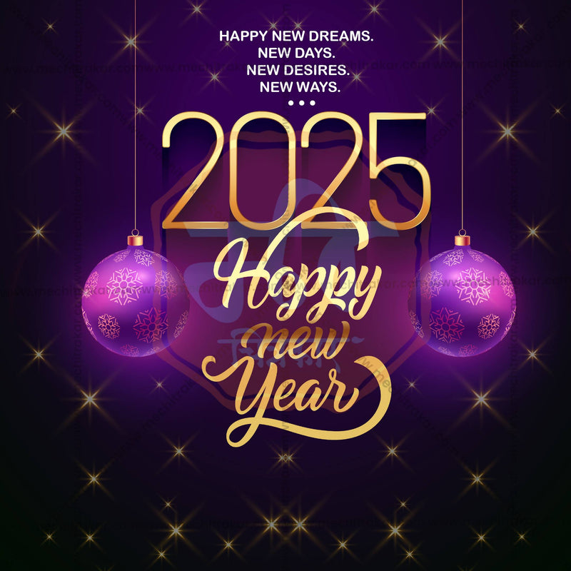 Load image into Gallery viewer, Attractive Happy New Year 2025 editable Banner in Marathi, Hindi, and English - PSD and JPG by Me Chitrakar
