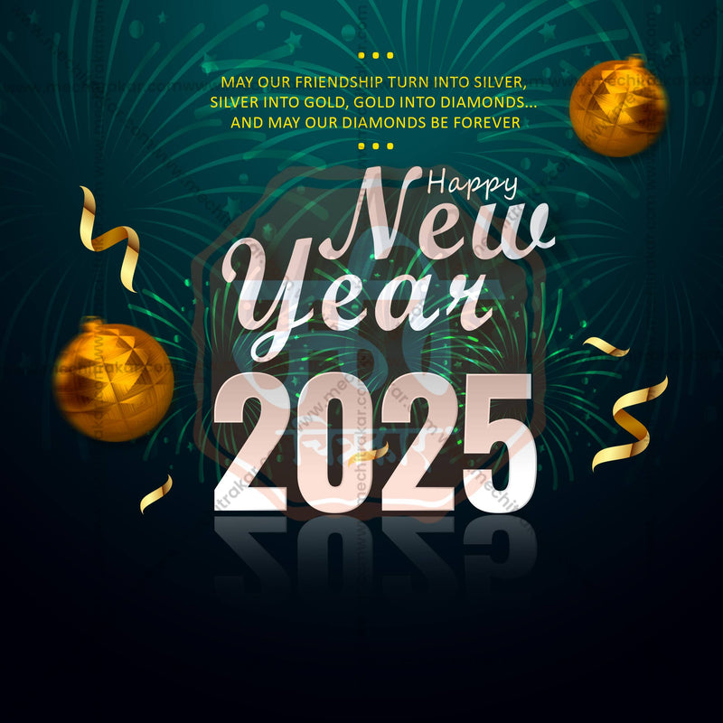 Load image into Gallery viewer, High-Quality Happy New Year 2025 editable Flyer in Marathi, Hindi, and English - Editable PSD and JPG by Me Chitrakar
