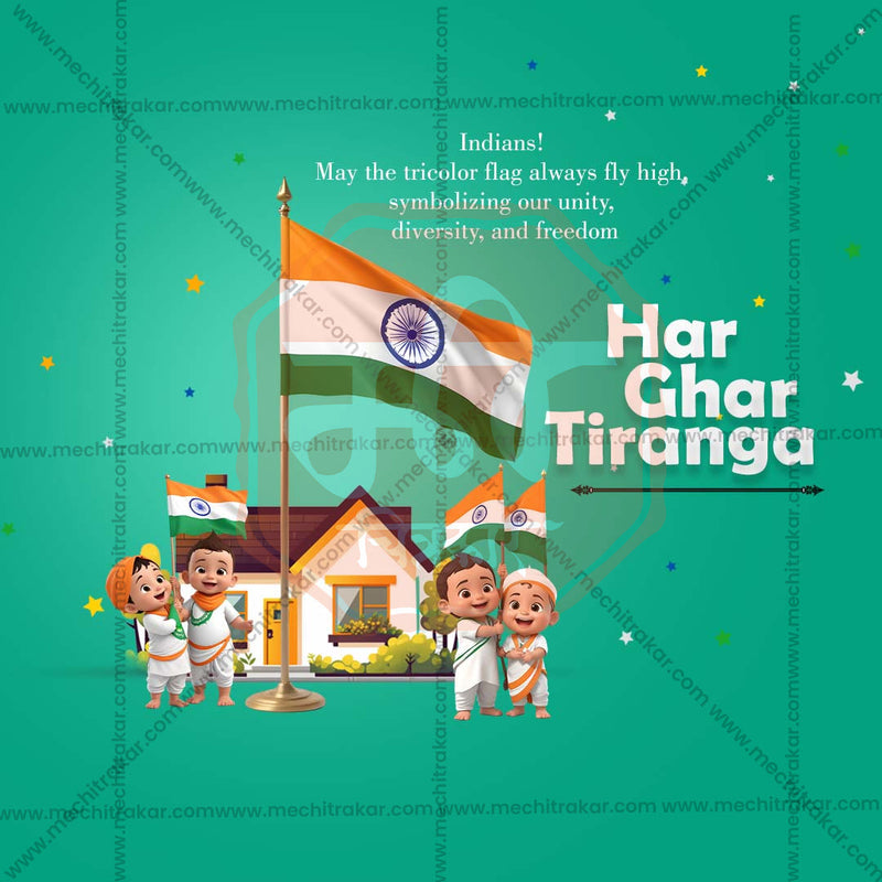 Load image into Gallery viewer, High-Quality Har Ghar Tiranga Festival Flyer in Marathi, Hindi, and English - Editable PSD and JPG by Me Chitrakar
