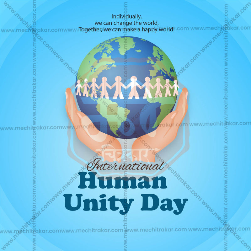 Load image into Gallery viewer, Beautiful International Human Solidarity Day Event Poster in Marathi, Hindi, and English - High-Quality Editable PSD and JPG by Me Chitrakar
