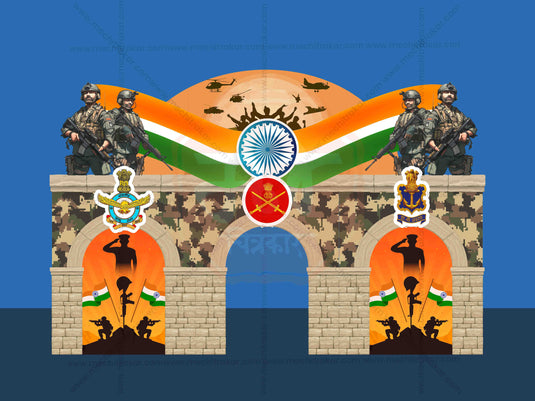 Indian Army Theme | Entry Arch and Kamaan Template | Editable PSD File - Mechitrakar | BEK0924-28