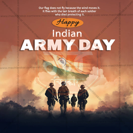 Professional Bhartiya Lashkar Din Marathi / Indian Army Day Template Design for Social Media in Marathi, Hindi, and English - PSD and JPG by Me Chitrakar