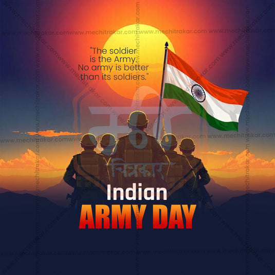 Professional Bhartiya Lashkar Din Marathi / Indian Army Day Template Design in Marathi, Hindi, and English - High-Quality Editable PSD and JPG by Me Chitrakar