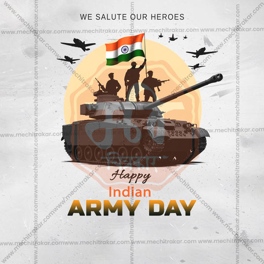 Creative Bhartiya Lashkar Din Marathi / Indian Army Day editable Poster in Marathi, Hindi, and English - Editable PSD and JPG by Me Chitrakar