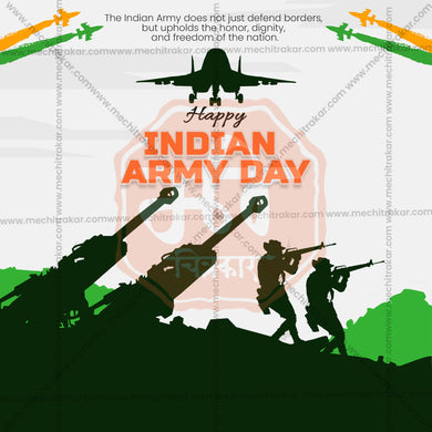 Beautiful Bhartiya Lashkar Din Marathi / Indian Army Day Event Poster in Marathi, Hindi, and English - High-Quality Editable PSD and JPG by Me Chitrakar