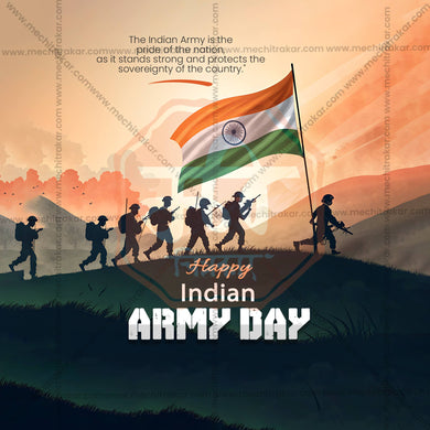 Attractive Bhartiya Lashkar Din Marathi / Indian Army Day editable Banner in Marathi, Hindi, and English - PSD and JPG by Me Chitrakar