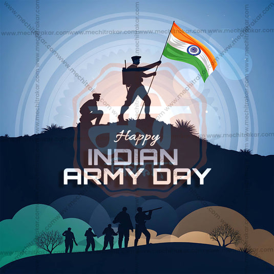 High-Quality Bhartiya Lashkar Din Marathi / Indian Army Day editable Flyer in Marathi, Hindi, and English - Editable PSD and JPG by Me Chitrakar