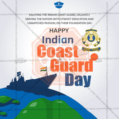 Professional Indian Coast Guard Day Templates Design in Marathi, Hindi, and English - High-Quality Editable PSD and JPG by Me Chitrakar