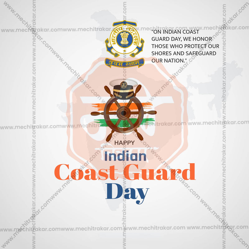 Load image into Gallery viewer, Creative Indian Coast Guard Day Templates editable Poster in Marathi, Hindi, and English - Editable PSD and JPG by Me Chitrakar
