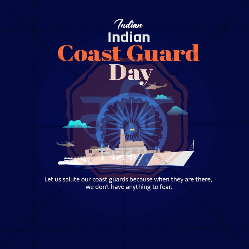 Load image into Gallery viewer, High-Quality Indian Coast Guard Day Templates editable Flyer in Marathi, Hindi, and English - Editable PSD and JPG by Me Chitrakar
