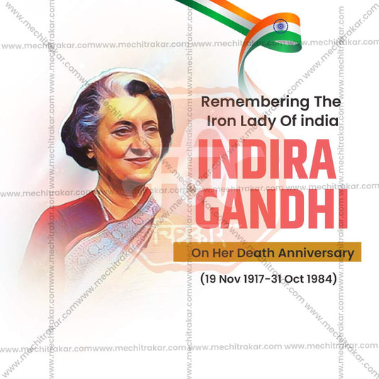 Professional Indira Gandhi Death Anniversary Template Design in Marathi, Hindi, and English - High-Quality Editable PSD and JPG by Me Chitrakar