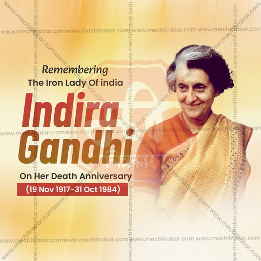 Stunning Indira Gandhi Death Anniversary Festival Banner in Marathi, Hindi, and English - Editable PSD and JPG by Me Chitrakar