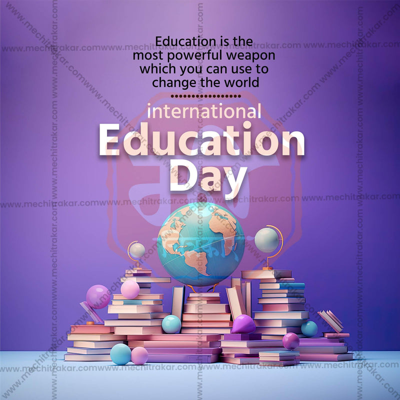 Load image into Gallery viewer, Professional Antarashtriya Shikshan Din (International Education Day)  Template Design in Marathi, Hindi, and English - High-Quality Editable PSD and JPG by Me Chitrakar
