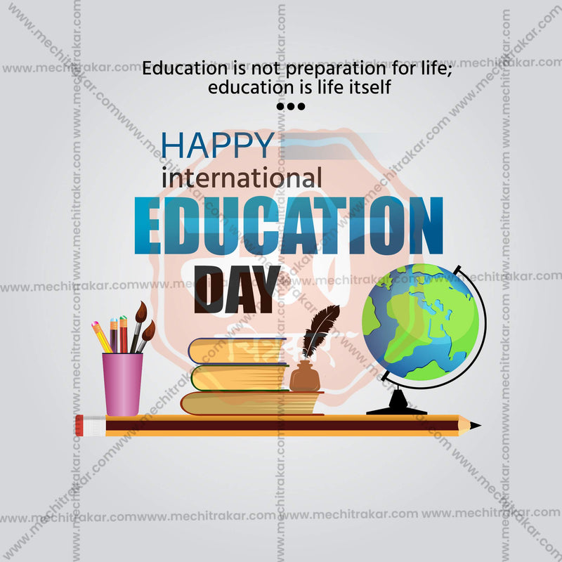 Load image into Gallery viewer, Elegant Antarashtriya Shikshan Din (International Education Day)  Flyer Design in Marathi, Hindi, and English - High-Quality PSD and JPG by Me Chitrakar
