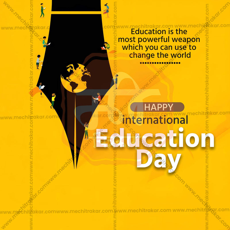 Load image into Gallery viewer, Attractive Antarashtriya Shikshan Din (International Education Day)  editable Banner in Marathi, Hindi, and English - PSD and JPG by Me Chitrakar
