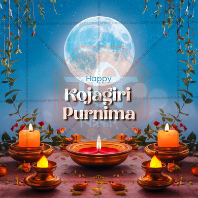 Creative Kojagari Purnima Festival Poster in Marathi, Hindi, and English - Editable PSD and JPG by Me Chitrakar