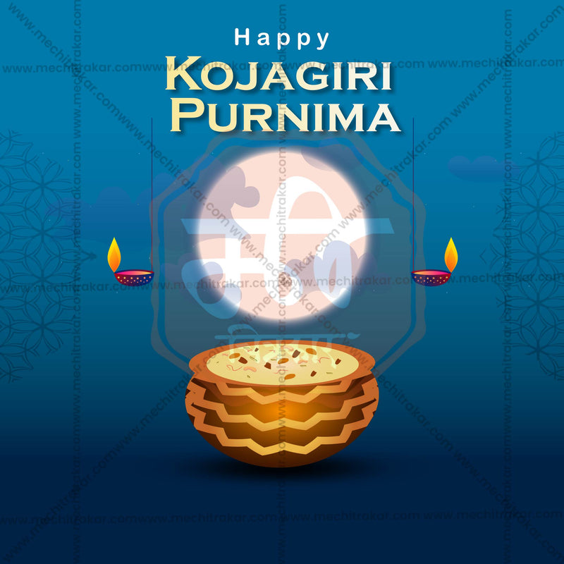 Load image into Gallery viewer, Stunning Kojagari Purnima Festival Banner in Marathi, Hindi, and English - Editable PSD and JPG by Me Chitrakar
