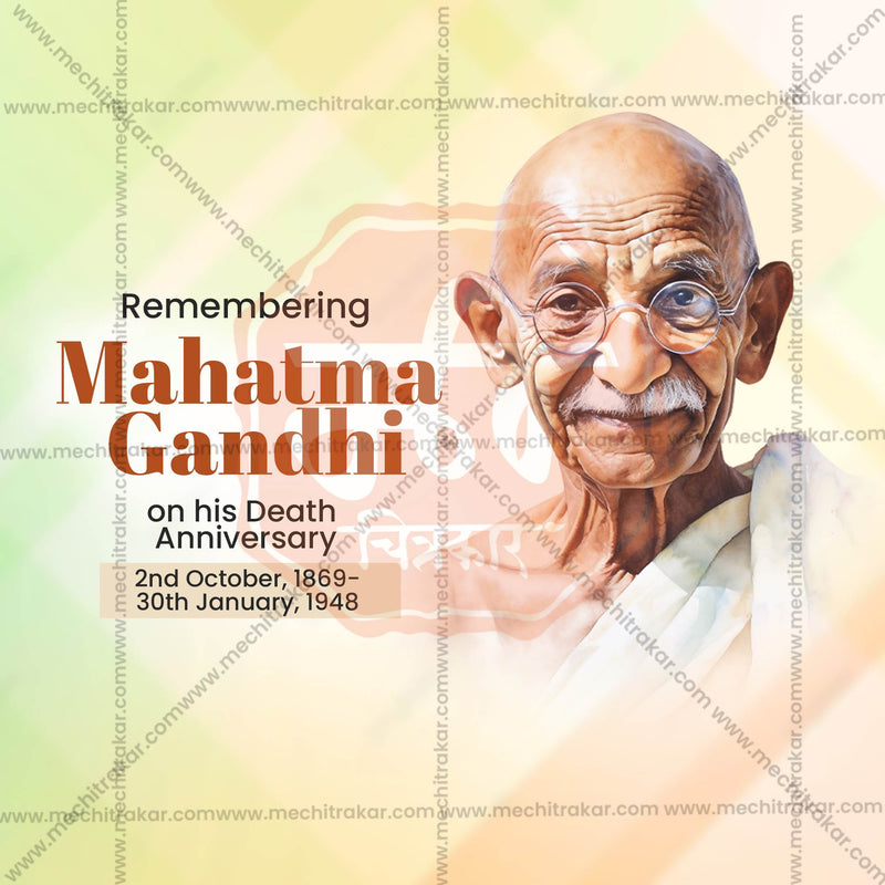 Load image into Gallery viewer, Professional Mahatma Gandhi Punyatithi Template Template Design for Social Media in Marathi, Hindi, and English - PSD and JPG by Me Chitrakar
