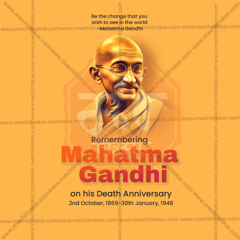 Load image into Gallery viewer, Professional Mahatma Gandhi Punyatithi Template Design in Marathi, Hindi, and English - High-Quality Editable PSD and JPG by Me Chitrakar
