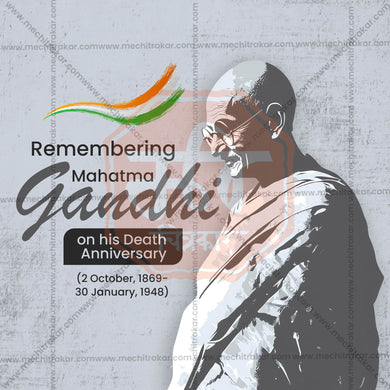 Creative Mahatma Gandhi Punyatithi Template editable Poster in Marathi, Hindi, and English - Editable PSD and JPG by Me Chitrakar