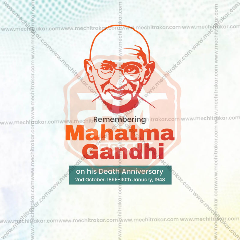 Load image into Gallery viewer, High-Quality Mahatma Gandhi Punyatithi Template editable Social Media Post in Marathi, Hindi, and English - PSD and JPG by Me Chitrakar
