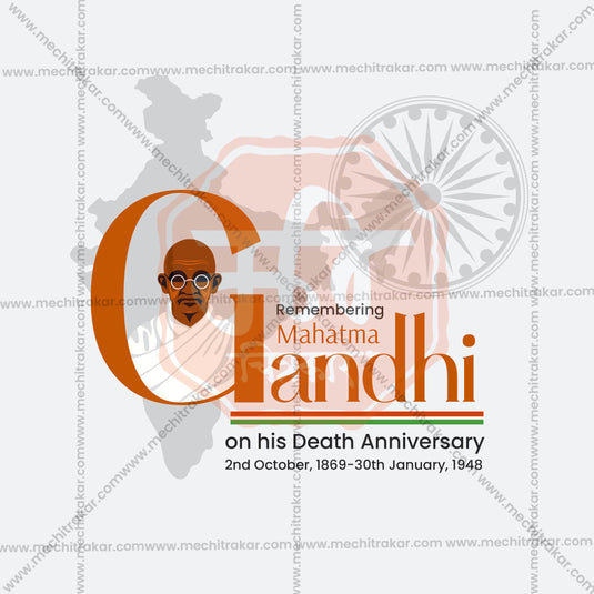 Stunning Mahatma Gandhi Punyatithi Template editable Banner in Marathi, Hindi, and English - Editable PSD and JPG by Me Chitrakar