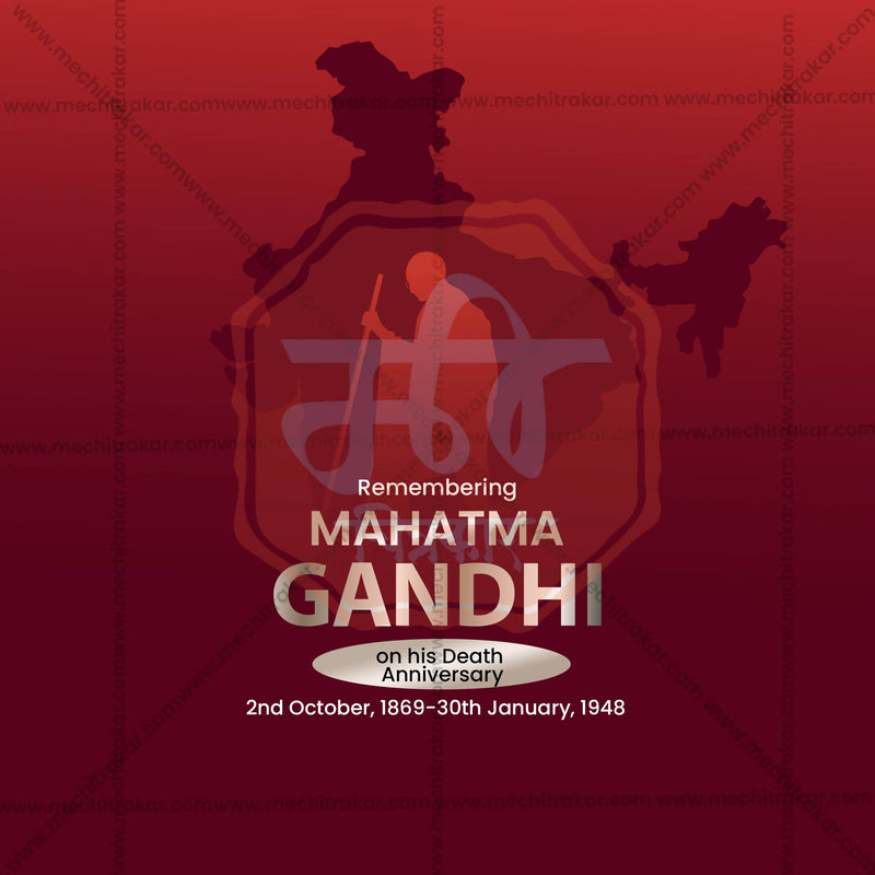 Load image into Gallery viewer, Elegant Mahatma Gandhi Punyatithi Template Flyer Design in Marathi, Hindi, and English - High-Quality PSD and JPG by Me Chitrakar
