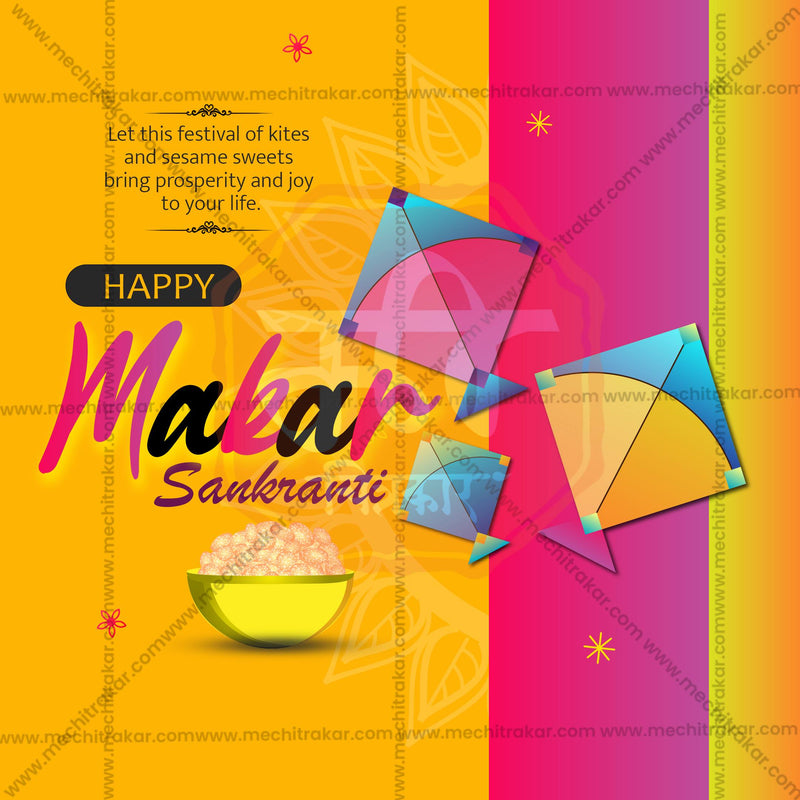 Load image into Gallery viewer, Professional Makar Sankranti Template Design for Social Media in Marathi, Hindi, and English - PSD and JPG by Me Chitrakar
