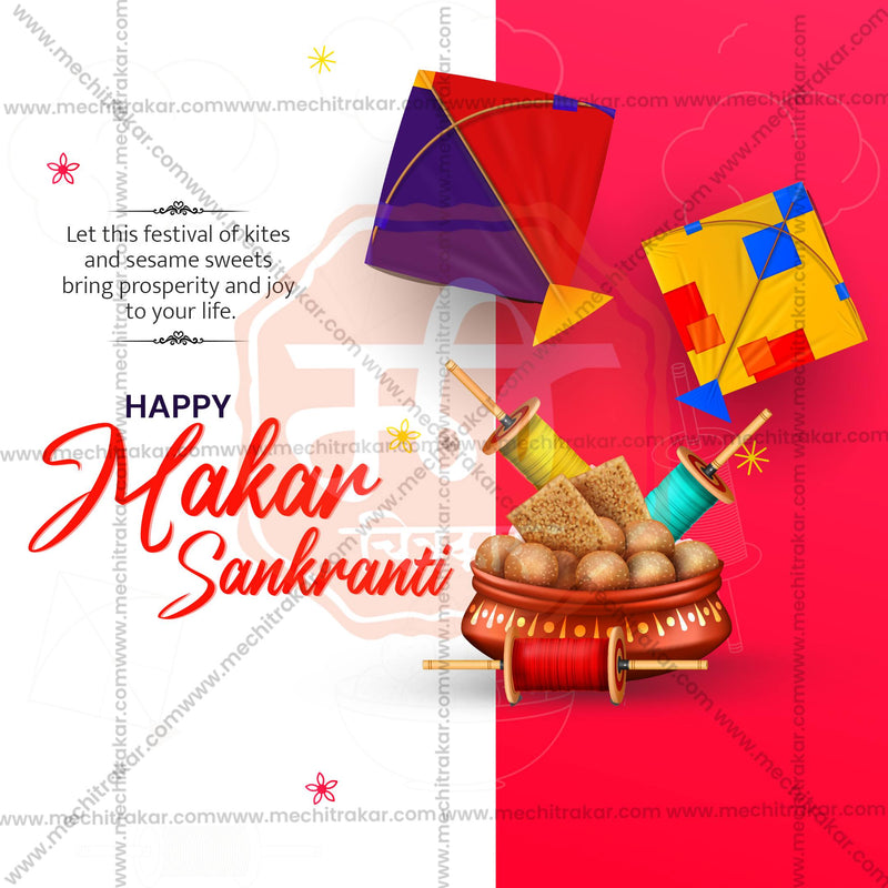 Load image into Gallery viewer, Stunning Makar Sankranti editable Banner in Marathi, Hindi, and English - Editable PSD and JPG by Me Chitrakar
