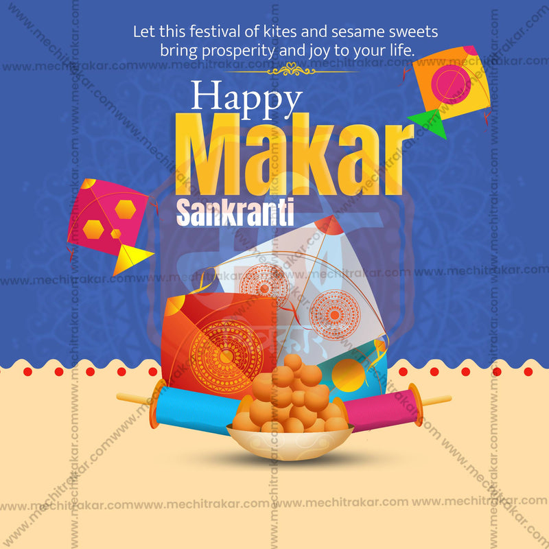 Load image into Gallery viewer, Elegant Makar Sankranti Flyer Design in Marathi, Hindi, and English - High-Quality PSD and JPG by Me Chitrakar
