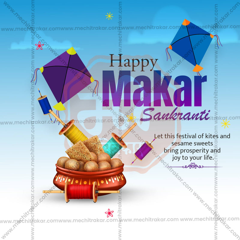 Load image into Gallery viewer, Beautiful Makar Sankranti Event Poster in Marathi, Hindi, and English - High-Quality Editable PSD and JPG by Me Chitrakar
