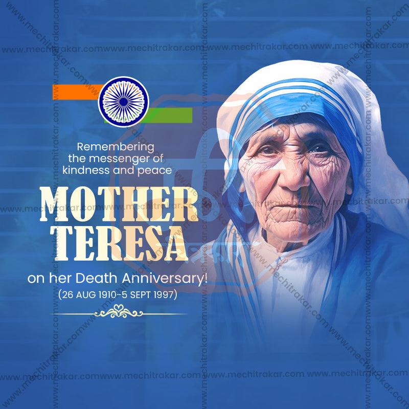 Load image into Gallery viewer, Professional Mother Teresa Punyatithi Template Design for Social Media in Marathi, Hindi, and English - PSD and JPG by Me Chitrakar
