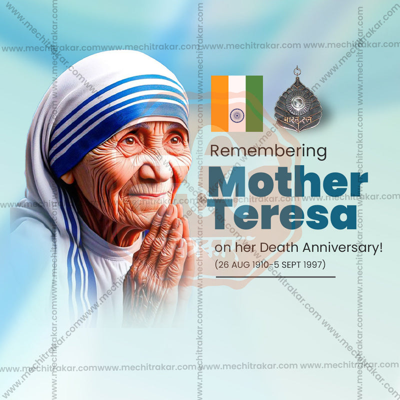 Load image into Gallery viewer, Professional Mother Teresa Punyatithi Template Design in Marathi, Hindi, and English - High-Quality Editable PSD and JPG by Me Chitrakar
