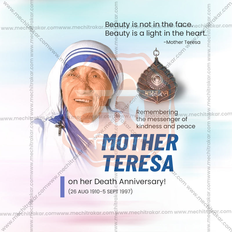 Load image into Gallery viewer, Stunning Mother Teresa Punyatithi Festival Banner in Marathi, Hindi, and English - Editable PSD and JPG by Me Chitrakar
