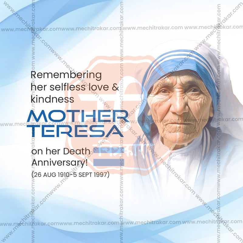 Load image into Gallery viewer, Elegant Mother Teresa Punyatithi Flyer Design in Marathi, Hindi, and English - High-Quality PSD and JPG by Me Chitrakar
