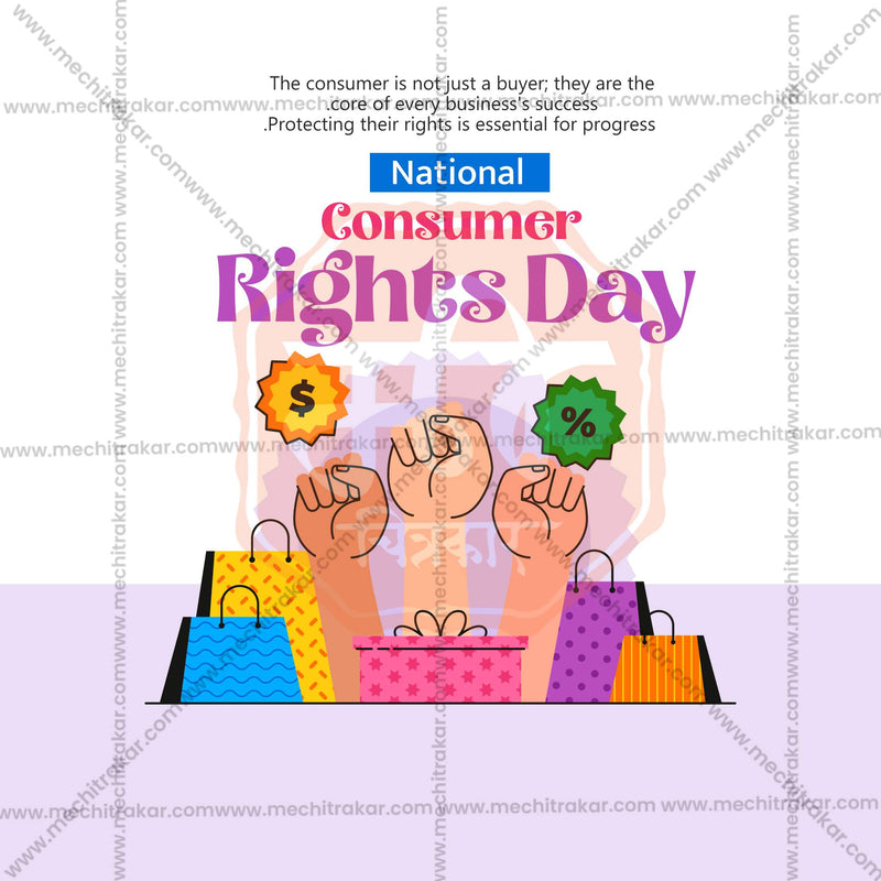 Load image into Gallery viewer, Elegant Rashtriya Grahak Hakka Din (National Consumer Rights Day) Flyer Design in Marathi, Hindi, and English - High-Quality PSD and JPG by Me Chitrakar
