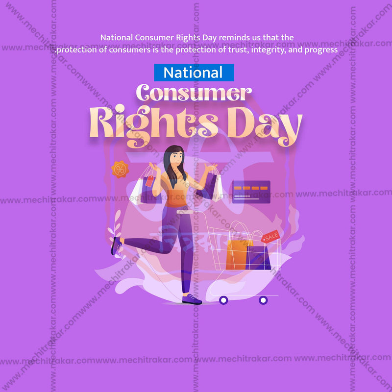 Load image into Gallery viewer, Beautiful Rashtriya Grahak Hakka Din (National Consumer Rights Day) Event Poster in Marathi, Hindi, and English - High-Quality Editable PSD and JPG by Me Chitrakar
