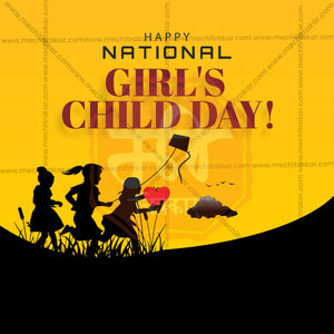 Professional National Girl Child Day Template Design for Social Media in Marathi, Hindi, and English - PSD and JPG by Me Chitrakar