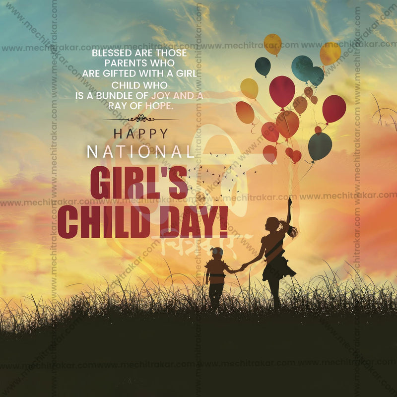 Load image into Gallery viewer, Creative National Girl Child Day editable Poster in Marathi, Hindi, and English - Editable PSD and JPG by Me Chitrakar
