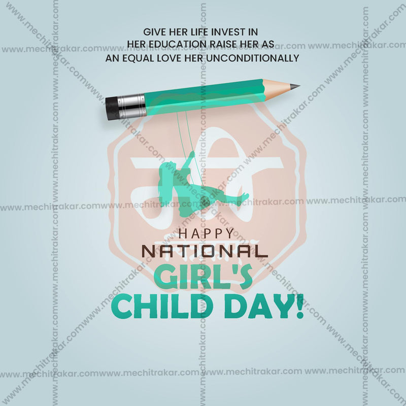 Load image into Gallery viewer, Stunning National Girl Child Day editable Banner in Marathi, Hindi, and English - Editable PSD and JPG by Me Chitrakar
