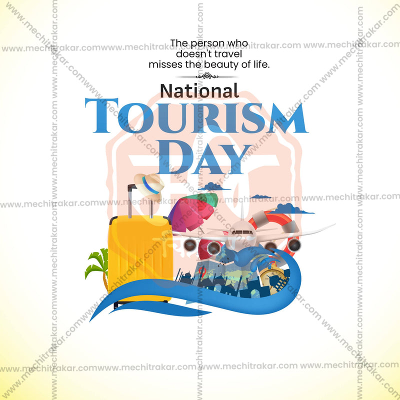 Load image into Gallery viewer, Professional National Tourism Day Template Design for Social Media in Marathi, Hindi, and English - PSD and JPG by Me Chitrakar
